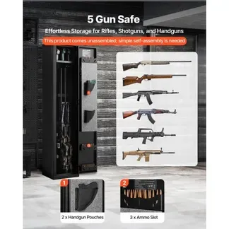 VEVOR Waffenschrank Gewehrschrank mit Fingerabdrucksensor & Schlüssel, Langwaffenschrank Gewehrtresor mit Magazin & LED-Beleuchtung & verstellbaren Halterungen, Montage erforderlich VEVOR Waffenschrank Gewehrschrank mit Fingerabdrucksensor & Schlüssel, Langwaffenschrank Gewehrtresor mit Magazin & LED-Beleuchtung & verstellbaren Halterungen, Montage erforderlich