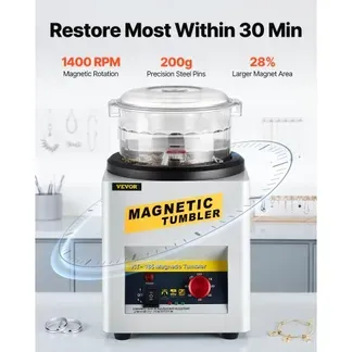 VEVOR Mini KT-185 magnetische Tumbler 180 mm, Schmuck Poliermaschine und Finisher Maschine mit guter Zeitfunktion, schneller Verarbeitungsgeschwindigkeit für Leichtmetall, Nichteisenmetalle, 2000 RPM VEVOR Mini KT-185 magnetische Tumbler 180 mm, Schmuck Poliermaschine und Finisher Maschine mit guter Zeitfunktion, schneller Verarbeitungsgeschwindigkeit für Leichtmetall, Nichteisenmetalle, 2000 RPM