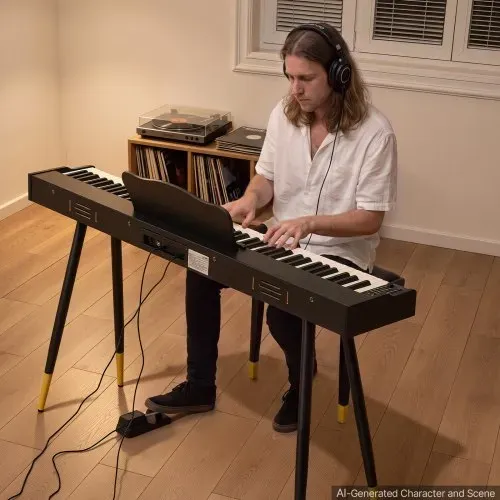 VEVOR Digitalpiano 88 Halbgewichtete Tasten Standardgröße E-Piano Schwarz für Anfänger, 600 Klangfarben, 600 Rhythmen, USB, MIDI, Audioausgang, Kopfhörerbuchse, Sustain-Pedal und HiFi-Lautsprechern – Bild 7