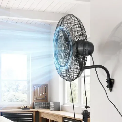 VEVOR 110W Industrieller Wandventilator 67cm, 7m/s Oszillierender Wandlüfter mit 3 Stufen Nebel & Verstellbarem Neigungswinkel, Gewerblicher Industrieventilator für Werkstatt Garage Lager Gym, Schwarz – Bild 7