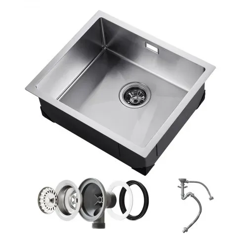 VEVOR Küchenspüle Einbauspüle Spülbecken 50 x 43 x 19 cm aus Edelstahl Spülen Unterbauspülen, Einzelbecken mit Zubehör, Haushaltsspülbecken für Wohnmobil Vorbereitungsküche Bar – Bild 8