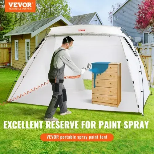 VEVOR Tragbarer Sprühschutz 305 x 213 x 183 cm mit eingebautem Boden & Einwegfolie & Belüftungsöffnung, Große Farbkabine für DIY Sprühmalerei, Hobby Farbkabine Werkzeug Malstation, Sprühlackzelt Weiß VEVOR Tragbarer Sprühschutz 305 x 213 x 183 cm mit eingebautem Boden & Einwegfolie & Belüftungsöffnung, Große Farbkabine für DIY Sprühmalerei, Hobby Farbkabine Werkzeug Malstation, Sprühlackzelt Weiß