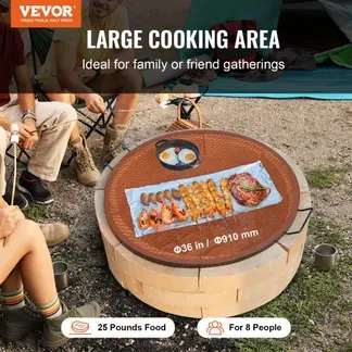 VEVOR X-Marks Feuerstellen-Grillrost, Φ 910 x 25 mm Lagerfeuer-BBQ-Grillrost aus Stahl mit Griff und Stütz-X-Draht, Tragbares Camping-Kochgeschirr für Partys und Zusammenkünfte im Freien, Schwarz VEVOR X-Marks Feuerstellen-Grillrost, Φ 910 x 25 mm Lagerfeuer-BBQ-Grillrost aus Stahl mit Griff und Stütz-X-Draht, Tragbares Camping-Kochgeschirr für Partys und Zusammenkünfte im Freien, Schwarz