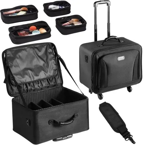 VEVOR Kosmetikkoffer mit wärmeisolierender Schicht Make Up Tasche aus Oxford-Stoffmaterial wasserdicht und verschleißfest Schminkkoffer Schminktasche Kosmetikbeutel Make-up-Organizer 480x260x380mm – Bild 8