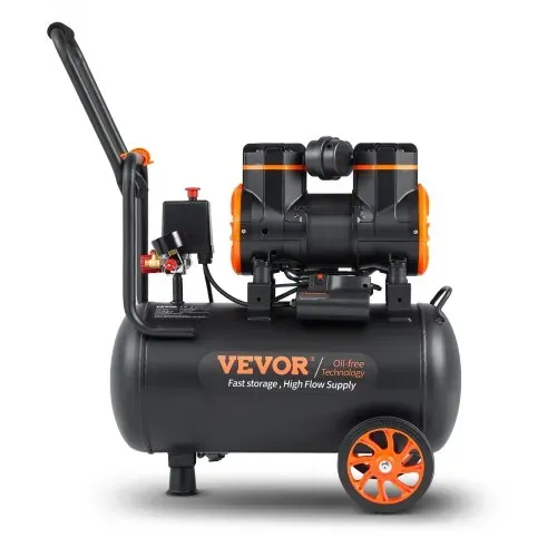 VEVOR Silent Druckluftkompressor 2800U/min Flüsterkompressor 70dB Ölfreier Kompressor mit 2 Rädern 24L Druckbehälter 6-8Bar 1450W (2PS) 3,5 MPa Autoreparaturen Sprühlackierung Holzarbeiten – Bild 9