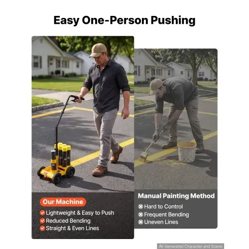 VEVOR Markierungswagen Linien-Markiergerät Linemarker 6 Spraydosen Gelb, Bodenmarkierung für Parkplatz Werkstatt Straße Einkaufszentrum Sportplatz 50–100 mm Einstellbare Linienbreite mit Adapterdüse – Bild 4