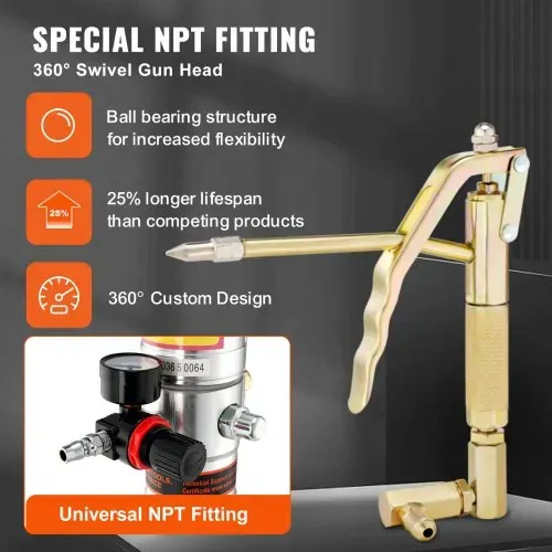 VEVOR Fettpumpe Luftbetriebene Fettpumpe mit 50:1 Druckverhältnis, 3,96 m Hochdruckschlauch und Fettpresse, Pneumatische Fettpumpe, Tragbare Schmierfettpumpe mit um 360° Schwenkbarem Fettpressenkopf – Bild 2
