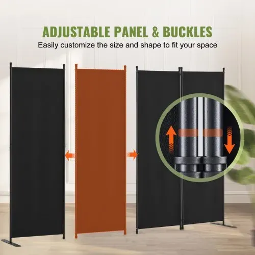 VEVOR Raumteiler Trennwand 4-teiliger Paravent Stellwand, faltbarer Sichtschutz für Büro Schlafzimmer Esszimmer Arbeitszimmer Balkon, Raumtrenner freistehend (228 x 45 x 172,5 cm), Schwarz – Bild 3