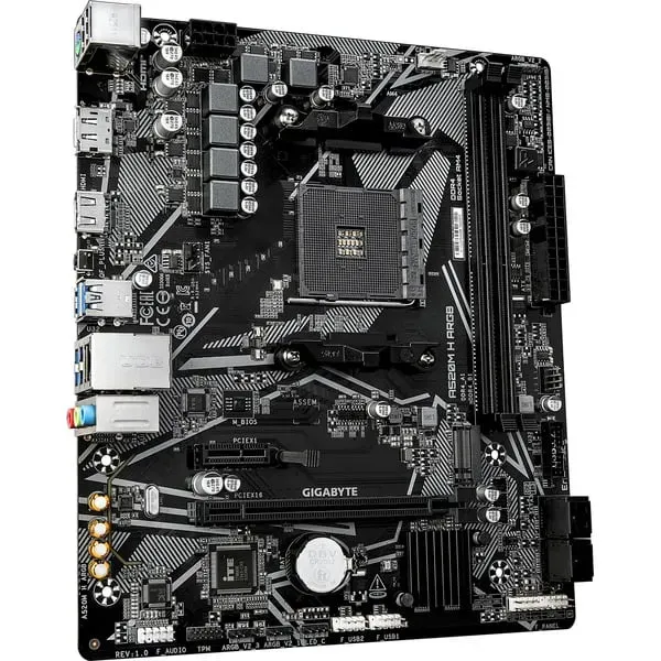 GIGABYTE A520M H ARGB Mainboard – Unterstützt AMD Ryzen 5000 Prozessoren, bis zu 5100 MHz DDR4 (OC), PCIe 3.0 x4 M.2, 1-GbE-LAN, USB 3.2 Gen 1 – Bild 2