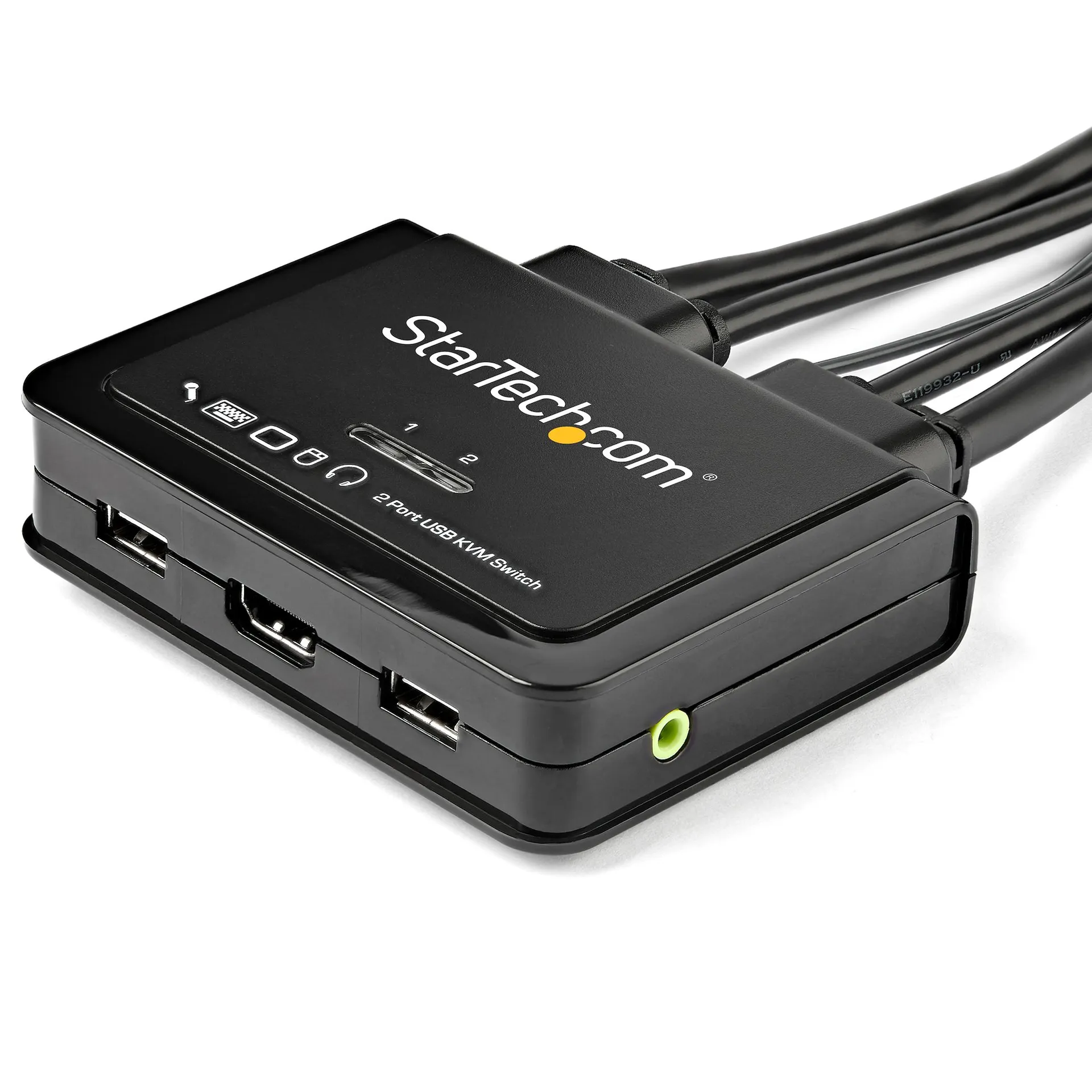 StarTech.com 2 Port HDMI KVM Switch - 4K 60Hz - Kompakter Dual-Port-UHD/Ultra-HD USB Desktop KVM Switch mit integrierten 1,22m Kabeln und Audio - Busbetriebenes und Remote-Switching - MacBook ThinkPad – Bild 2