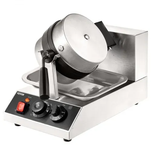 VEVOR Rundes Waffeleisen Waffel 1300 W, Kontaktgrill Belgische Waffeleisen 4 Stk. Edelstahl Waffeln Automat inkl. Lebensmittelclip & Bürsten & Verbrühungssicherer Griff, für Cafés, Restaurant usw. – Bild 10