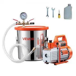 VEVOR 11,36 L Vakuumkammer mit Pumpe, 99 L/min, Edelstahl, Entgasungskammer-Kit, einstufig, Deckel aus gehärtetem Glas, 1,5 m Schlauch, zur Stabilisierung von Holzentgasungs-Silikonharz VEVOR 11,36 L Vakuumkammer mit Pumpe, 99 L/min, Edelstahl, Entgasungskammer-Kit, einstufig, Deckel aus gehärtetem Glas, 1,5 m Schlauch, zur Stabilisierung von Holzentgasungs-Silikonharz