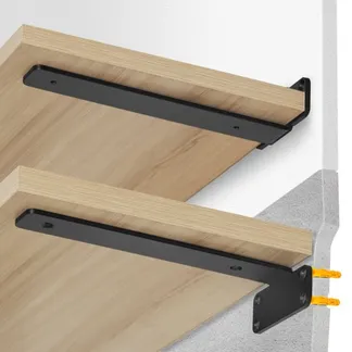 VEVOR Regalhalterung, 310 x 100 x 45 mm, 6 Stück, robuste schwebende Regalhalter, Halterungen für Regale, 5 mm dicke mattschwarze L-Regalhalterung, Regalträger aus Stahl mit 72,6 kg Tragkraft VEVOR Regalhalterung, 310 x 100 x 45 mm, 6 Stück, robuste schwebende Regalhalter, Halterungen für Regale, 5 mm dicke mattschwarze L-Regalhalterung, Regalträger aus Stahl mit 72,6 kg Tragkraft