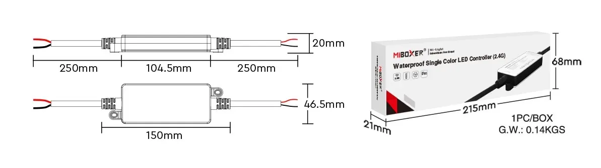 MiBoxer S21-LED-L00240214 LED Controller ARGOS Waterproof IP66 Single Color 2.4G – Bild 6