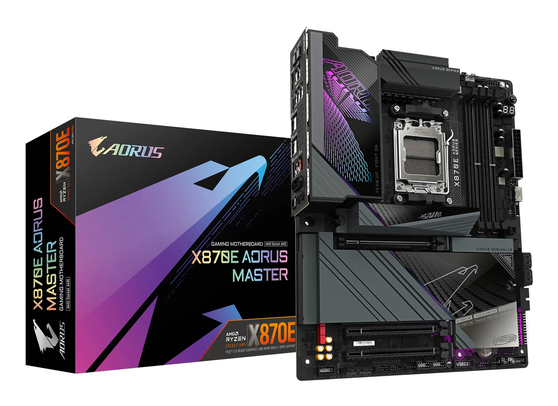 GIGABYTE X870E AORUS MASTER Mainboard – Unterstützt AMD Ryzen 9000 CPUs, 16+2+2 Phasen digitales VRM, bis zu 8600MHz DDR5 (OC), 3xPCIe 5.0 + 1xPCIe 4.0, Wi-Fi 7, 5GbE LAN, USB 4 GIGABYTE X870E AORUS MASTER Mainboard – Unterstützt AMD Ryzen 9000 CPUs, 16+2+2 Phasen digitales VRM, bis zu 8600MHz DDR5 (OC), 3xPCIe 5.0 + 1xPCIe 4.0, Wi-Fi 7, 5GbE LAN, USB 4