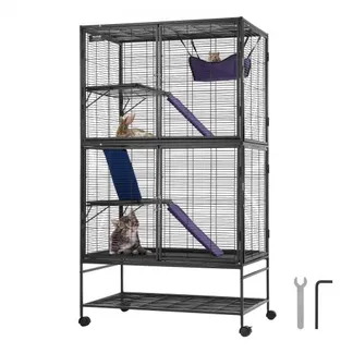 VEVOR 64,6″ rollender Frettchenkäfig aus Metall, großer 4-stöckiger Critter Nation-Käfig, Kleintierkäfig mit Rampen und Tablett, einfach aufzubauen für Hausratten, Hamster, Meerschweinchen, Chinchillas, Eichhörnchen, Igel, Hasen VEVOR 64,6″ rollender Frettchenkäfig aus Metall, großer 4-stöckiger Critter Nation-Käfig, Kleintierkäfig mit Rampen und Tablett, einfach aufzubauen für Hausratten, Hamster, Meerschweinchen, Chinchillas, Eichhörnchen, Igel, Hasen