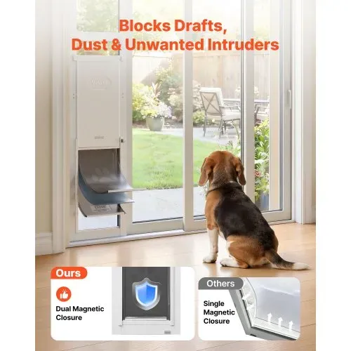 VEVOR Hundeklappe für Glasschiebetür, Hundetür Höhenverstellbar von 1927 bis 2049 mm, Rahmen aus Aluminiumlegierung mit Klappe & Drehscharnier, Abschließbar, für Große Hunde, Haustiertüren, L – Bild 5