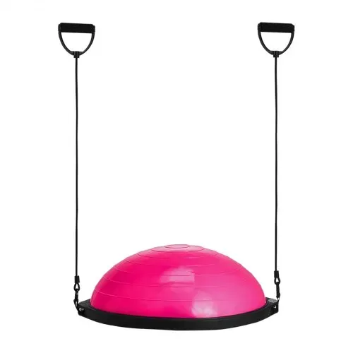VEVOR Halb-Gymnastikball-Trainer, 66 cm Balance-Ball-Trainer, 680 kg Tragkraft Stabilitätsball, Yoga-Ball mit Widerstandsbändern & Fußpumpe, Yogaball Kraft-Fitnessball im Heim-Fitnessstudio, Rosa – Bild 10