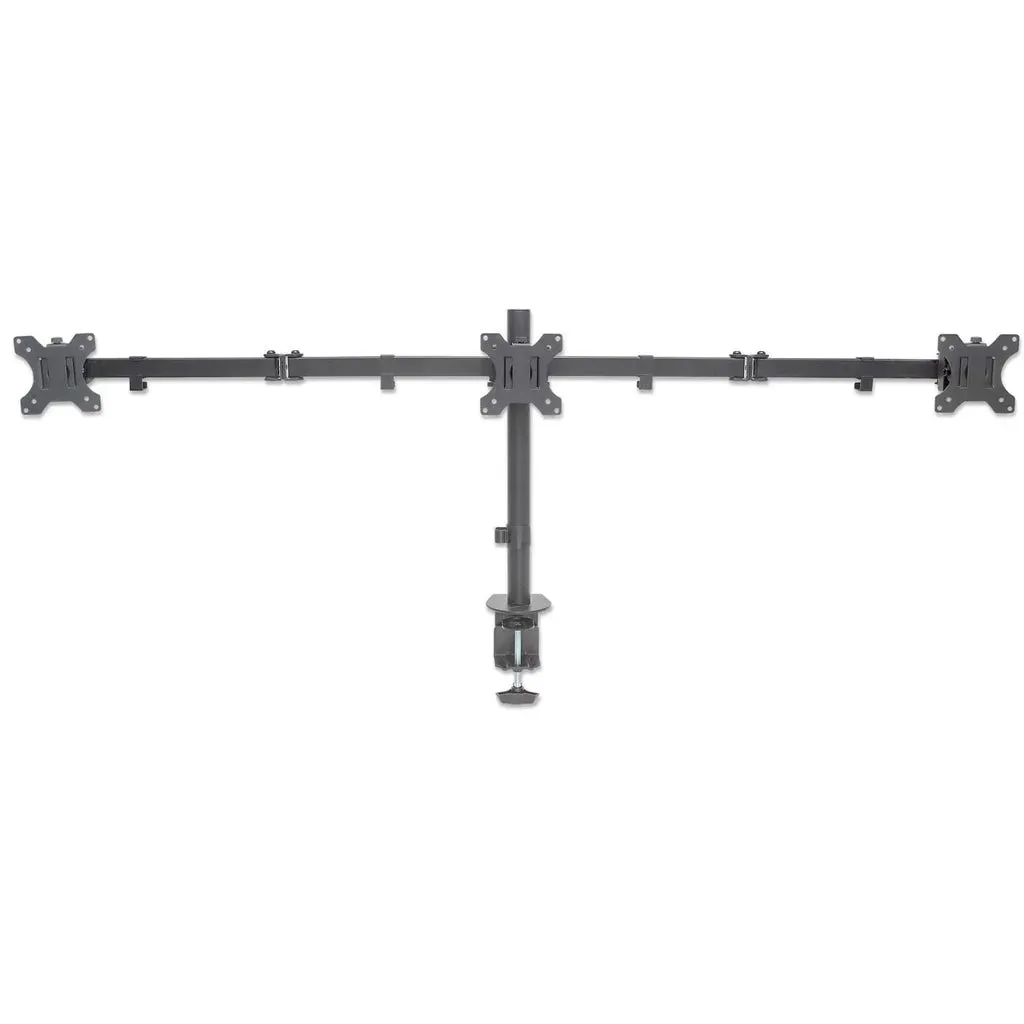 Manhattan Tischhalterung mit Monitorarm für drei Displays, Geeignet für drei Displays von 13" bis 27", einer zentral montiert, zwei auf den Monitorarmen, zweifach schwenkbar – Bild 4
