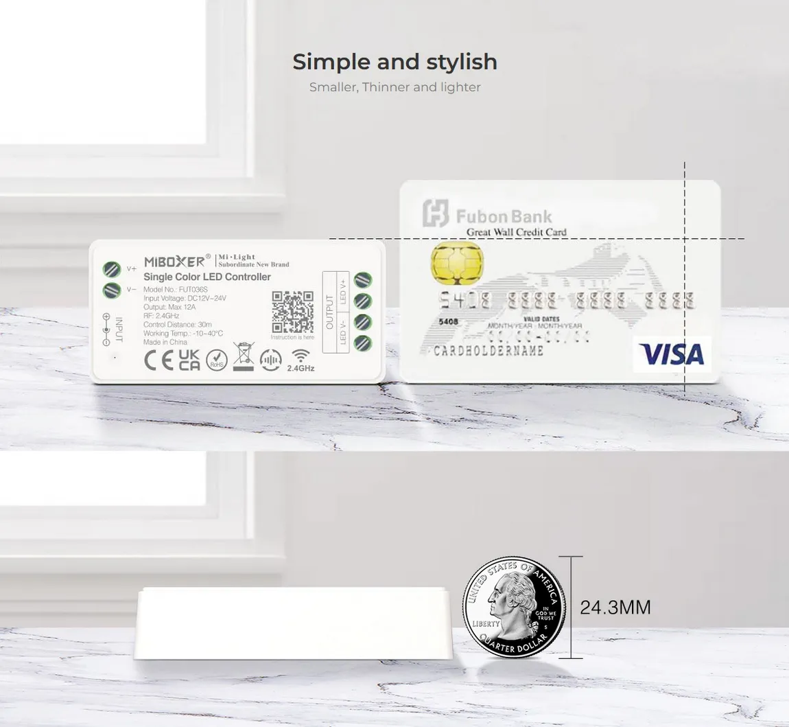 MiBoxer FUT036S LED Controller S-Serie Single color 2.4G dimm DC12/24V – Bild 5