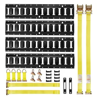 VEVOR E-Track-Zurrschienen-Set, 4er-Pack 0,6 m E-Track-Schienen, 20 Stk, inkl. 2 Ratschengurten & 4 O-Ringen & 4 Zurrgurten mit D-Ring & 2 Einzelschlitzen & 8 Endkappen, für Garagen, Lieferwagen VEVOR E-Track-Zurrschienen-Set, 4er-Pack 0,6 m E-Track-Schienen, 20 Stk, inkl. 2 Ratschengurten & 4 O-Ringen & 4 Zurrgurten mit D-Ring & 2 Einzelschlitzen & 8 Endkappen, für Garagen, Lieferwagen