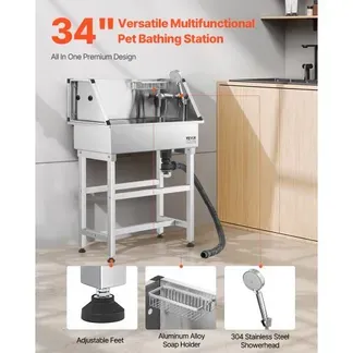 VEVOR Hundewaschstation aus Edelstahl, 870x490x1225mm Tierpflegewanne mit Wasserhahn, Duschkopf, Seifenhalter & Spielbällen, Hundebadewanne für mehrere Haustiere, Waschbecken für zu Hause VEVOR Hundewaschstation aus Edelstahl, 870x490x1225mm Tierpflegewanne mit Wasserhahn, Duschkopf, Seifenhalter & Spielbällen, Hundebadewanne für mehrere Haustiere, Waschbecken für zu Hause