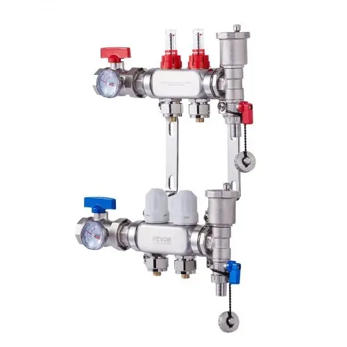 VEVOR 2-Abzweig-Wärmeverteilungsverteiler, 1/2-Zoll-PEX-Rohrverteiler, Edelstahl-PEX-Verteiler für hydronische Fußbodenheizung, Wärmeverteilungs-PEX-Verteilersatz mit 1/2-Zoll-Adaptern im Lieferumfang enthalten – Bild 10