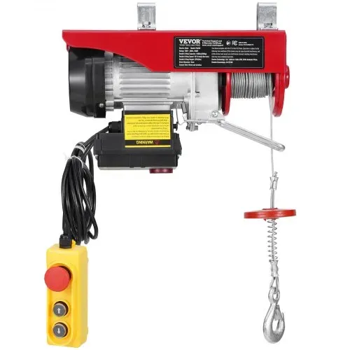 VEVOR Elektrische Seilwinde, 200 kg, Motorwinde mit 100 m kabelloser und 4,2 m kabelgebundener Fernbedienung, 12 m Hubhöhe mit Einzelkabel, Einzel-/Doppelschlingen, Hebezeug für Garage, Lager, Fabrik – Bild 9