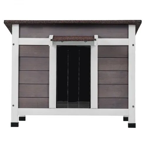 VEVOR Katzenhaus für draußen, wetterfest, Unterschlupf für Wildkatzen für mehrere Katzen, Katzen-/Kaninchenhaus aus Holz für draußen mit Fenster, offenem Dach und Türklappen aus PVC, 61 x 53 x 46 cm (L x B x H) – Bild 8