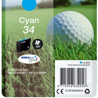Epson Golf ball Singlepack Cyan 34 DURABrite Ultra Ink Epson Golf ball Singlepack Cyan 34 DURABrite Ultra Ink