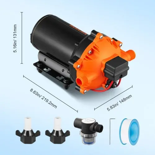 VEVOR Wassermembranpumpe, 12 V DC, 5,5 GPM Durchfluss, 70 PSI Nenndruck (40–100 PSI einstellbar), 1/2 Zoll MNPT selbstansaugende Sprühpumpe mit Druckschalter für Wohnmobil, Camper, Marine, Boot, Rasen, FCC-zertifiziert – Bild 6