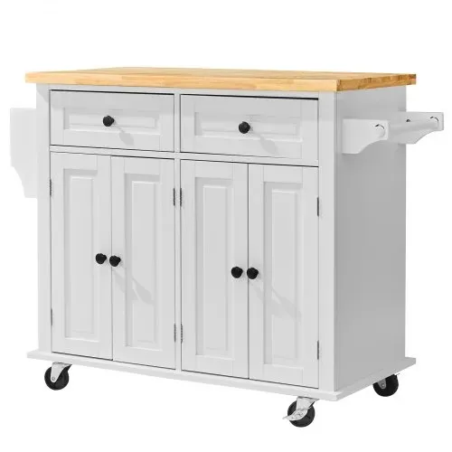 VEVOR Servierwagen Küchenwagen 1100 x 450 x 825 mm, 136 kg Belastbar Kücheninsel Küchenschrank, Rollwagen Küchentrolley mit Handtuchhalter & 2 Schubladen, Mikrowellenschrank Küchenrollwagen Massivholz – Bild 9
