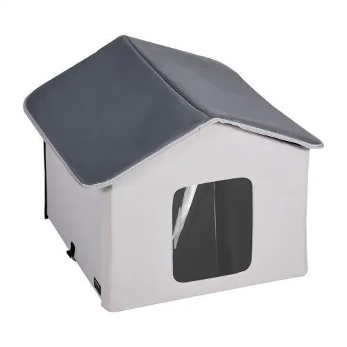 VEVOR Katzenhütte 48x56x44 cm, Katzenhaus 30 W, Katzenhöhle, Katzenunterschlupf aus 600D Oxford-Gewebe mit Beheiztem Kissen, Temperaturerhöhung bis 20 °C, für den Winter, Grau (Mitte) – Bild 9