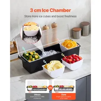 VEVOR gekühlter Gewürzbehälter Zutatenbehälter mit 4 Fächern (800 ml x 4) Präsentationsständer mit Deckel Pizzastation Pizza Belagstation Obstschachtel Servieren von Tacos Salat Obst VEVOR gekühlter Gewürzbehälter Zutatenbehälter mit 4 Fächern (800 ml x 4) Präsentationsständer mit Deckel Pizzastation Pizza Belagstation Obstschachtel Servieren von Tacos Salat Obst