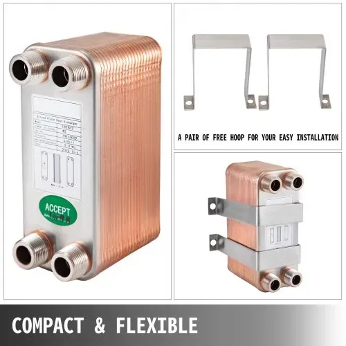 VEVOR EATB12 Plattenwärmetauscher Plattenwärmetauscher 40 Wärmetauscher 40 Plattenwärmetauscher Edelstahl 316 l Wärmetauscher Heizung – Bild 5