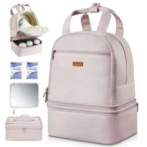 VEVOR Milchpumpen-Rucksack, 270x240x340 mm, mit Kühlakku, passend für S1/S2, Pumpzubehör & Muttermilchaufbewahrung, Wickel Rucksack für Arbeit, Reisen & Familiengebrauch, Hellrosa VEVOR Milchpumpen-Rucksack, 270x240x340 mm, mit Kühlakku, passend für S1/S2, Pumpzubehör & Muttermilchaufbewahrung, Wickel Rucksack für Arbeit, Reisen & Familiengebrauch, Hellrosa