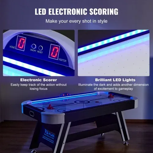VEVOR Luftbetriebener Hockeytisch für den Innenbereich für Kinder & Erwachsene, LED-Sporthockeyspiel mit 2 Pucks, 2 Schiebern und elektronischem Punktesystem, Arcade-Gaming-Set für Spielzimmer – Bild 4
