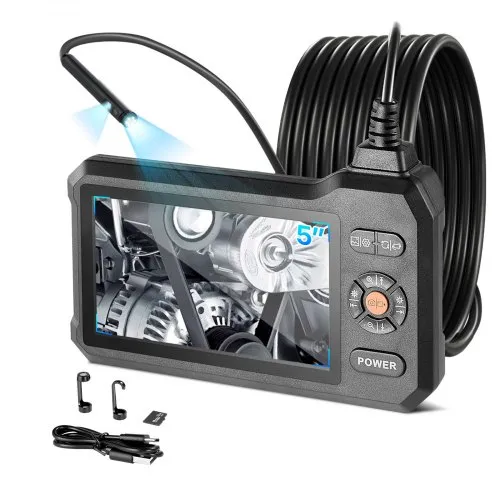 VEVOR Dual Lens Endoskopkamera mit 5 Zoll Bildschirm, 3000mAh Akku Inspektionskamera mit 5m Kabel 8X Zoom 180° Bildrotation IP67 Wasserdicht, 5,5mm Industrie Endoskop mit Licht für Auto Rohre Abfluss VEVOR Dual Lens Endoskopkamera mit 5 Zoll Bildschirm, 3000mAh Akku Inspektionskamera mit 5m Kabel 8X Zoom 180° Bildrotation IP67 Wasserdicht, 5,5mm Industrie Endoskop mit Licht für Auto Rohre Abfluss