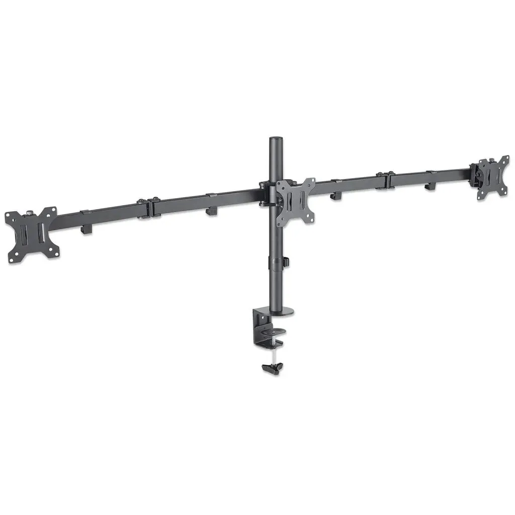 Manhattan Tischhalterung mit Monitorarm für drei Displays, Geeignet für drei Displays von 13" bis 27", einer zentral montiert, zwei auf den Monitorarmen, zweifach schwenkbar – Bild 3