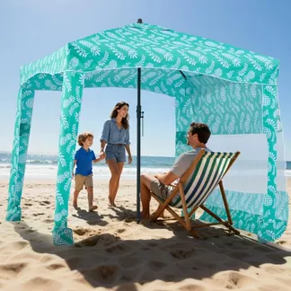 VEVOR Strand-Cabana 183 x 183 cm Strandüberdachung mit Seitenwand, UPF 50+ Sonnenschutz, Strandpavillon mit Sandsäcken, tragbarer Sonnenschutz Sonnenschirm für die ganze Familie und Freunde VEVOR Strand-Cabana 183 x 183 cm Strandüberdachung mit Seitenwand, UPF 50+ Sonnenschutz, Strandpavillon mit Sandsäcken, tragbarer Sonnenschutz Sonnenschirm für die ganze Familie und Freunde