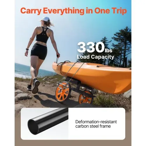 VEVOR Kajakwagen, 150 kg, Kanuwagen mit 38,1 cm Vollgummireifen & Spanngurt, Bootswagen zum Transportieren von Kajaks, Kanus, Paddleboards, Jon-Booten, Wassersportgeräte, 770x495x425 mm VEVOR Kajakwagen, 150 kg, Kanuwagen mit 38,1 cm Vollgummireifen & Spanngurt, Bootswagen zum Transportieren von Kajaks, Kanus, Paddleboards, Jon-Booten, Wassersportgeräte, 770x495x425 mm