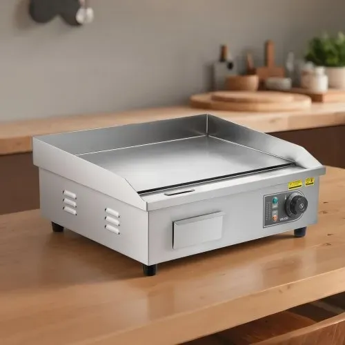 VEVOR Elektrogrill gewerbliche Grillplatte (535 x 300 mm) 3200 W mit 50-300 °C einstellbarer Temperaturregelung, Bratplatte Griddleplatte mit 2 Spachteln & 2 Bürsten & 4 Fußpolstern für Steak – Bild 7
