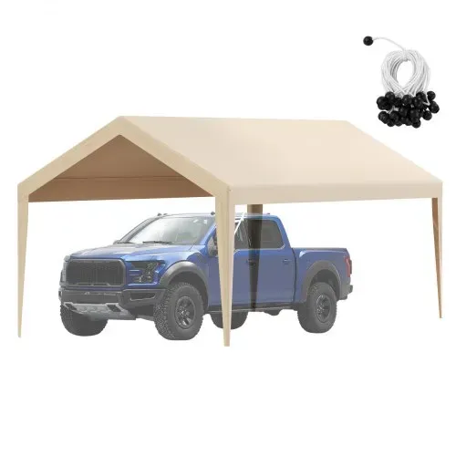 VEVOR Carport-Garagenzelt, 3 x 6 m, Garagendachzelt, wasserdicht und UV-geschützt, einfache Installation mit Spanngurten, beige (nur Dachabdeckung, Rahmen nicht im Lieferumfang enthalten) – Bild 8