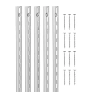 VEVOR Regalpilaster, 990 mm, 10er-Pack, aufrechtes Wandregalsystem, robustes Stützsystem mit Einzelschlitz-Regalschienen, 40 Schrauben, geeignet für die Organisation von Schränken, silber VEVOR Regalpilaster, 990 mm, 10er-Pack, aufrechtes Wandregalsystem, robustes Stützsystem mit Einzelschlitz-Regalschienen, 40 Schrauben, geeignet für die Organisation von Schränken, silber