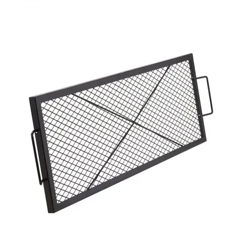 VEVOR 1110 x 380 x 25 mm X-Marks Feuerstellen-Grillrost, Rechteckiger Grillrost, Lagerfeuer-BBQ-Grillrost aus Stahl mit Griff, Tragbares Camping-Kochgeschirr für Partytreffen im Freien, Schwarz – Bild 10