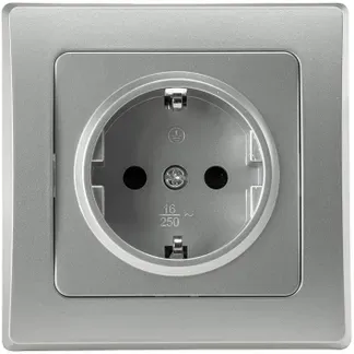 DELPHI Schutzkontakt-Steckdose 250V~/ 16A, inkl. Rahmen, UP, silber DELPHI Schutzkontakt-Steckdose 250V~/ 16A, inkl. Rahmen, UP, silber