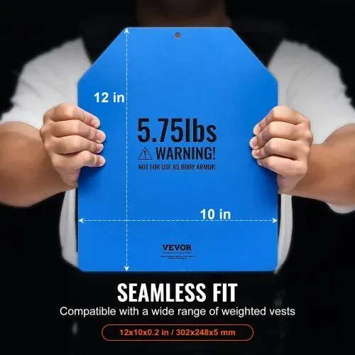 VEVOR Gewichtsplatten für Gewichtswesten 5,2 kg Set (2 x 2,6 kg), Flache Gewichtswestenplatten für WODs & Funktionelles Training, Ergonomisches Zusatzgewicht für Krafttraining, Laufen & Fitness, Blau – Bild 2