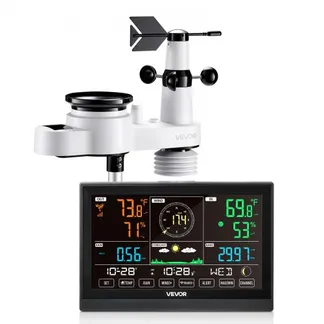VEVOR 5-in-1-Wetterstation, 7,5-Zoll-Display, solarbetriebener Außensensor, Regenmesser, für Wettervorhersage, Temperatur, Luftfeuchtigkeitsmesser, Windgeschwindigkeit & -richtung (kein WLAN) VEVOR 5-in-1-Wetterstation, 7,5-Zoll-Display, solarbetriebener Außensensor, Regenmesser, für Wettervorhersage, Temperatur, Luftfeuchtigkeitsmesser, Windgeschwindigkeit & -richtung (kein WLAN)