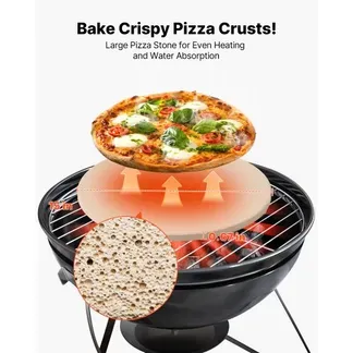 VEVOR Pizzastein Backstein 381 x 381 mm, runder Cordierit-Pizzastein, große Steinplatte mit Schaber & Aluminiumschaufel, 17 mm dick, hitzebeständig, geeignet für Küchenofen Brotbacken Pizzabacken VEVOR Pizzastein Backstein 381 x 381 mm, runder Cordierit-Pizzastein, große Steinplatte mit Schaber & Aluminiumschaufel, 17 mm dick, hitzebeständig, geeignet für Küchenofen Brotbacken Pizzabacken