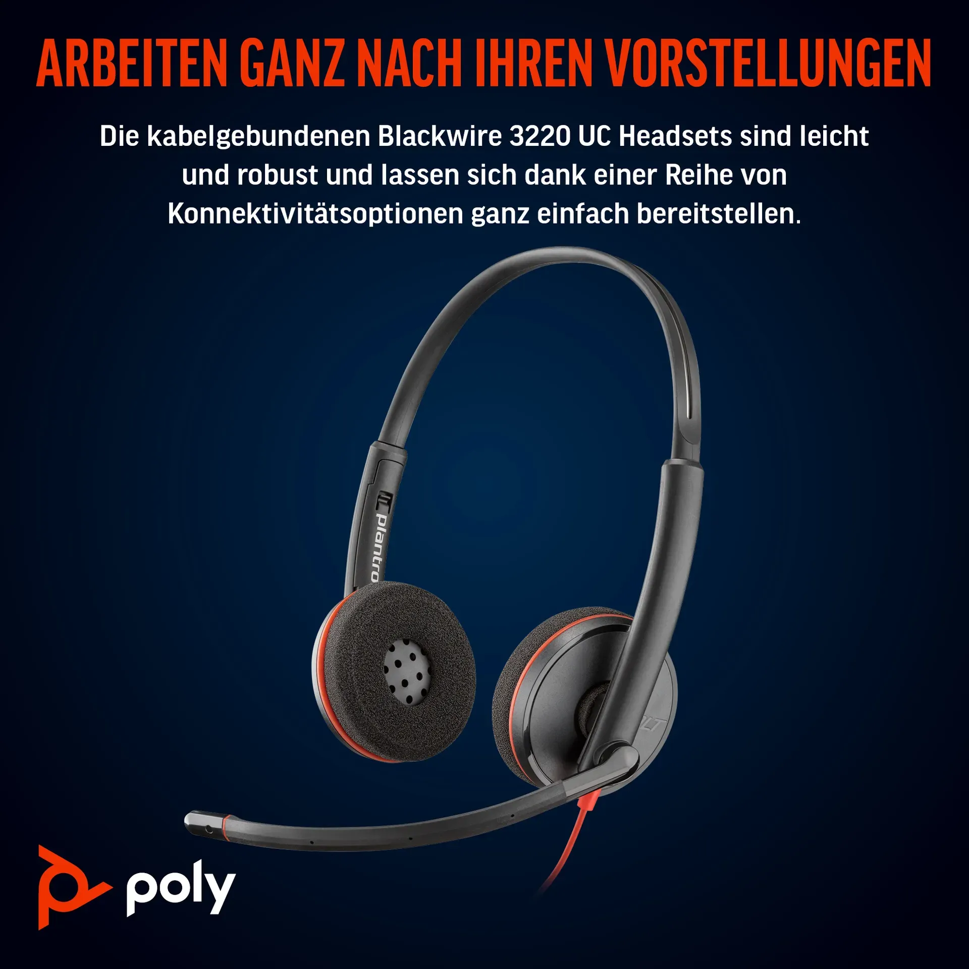 HP Poly Blackwire 3220 Stereo USB-C-Headset +USB-C/A Adapter (Packungseinheit) – Bild 3